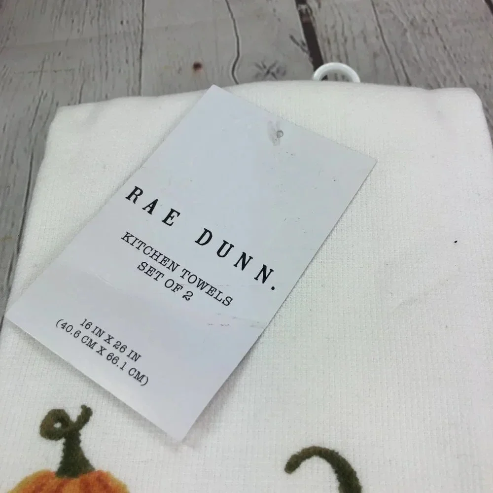 Rae Dunn happy harvest kitchen towels with pumpkins